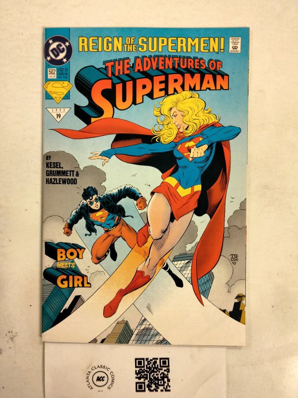 Adventures of Superman #502 (DC Comics, 1993), raw comic book in NM condition — front cover