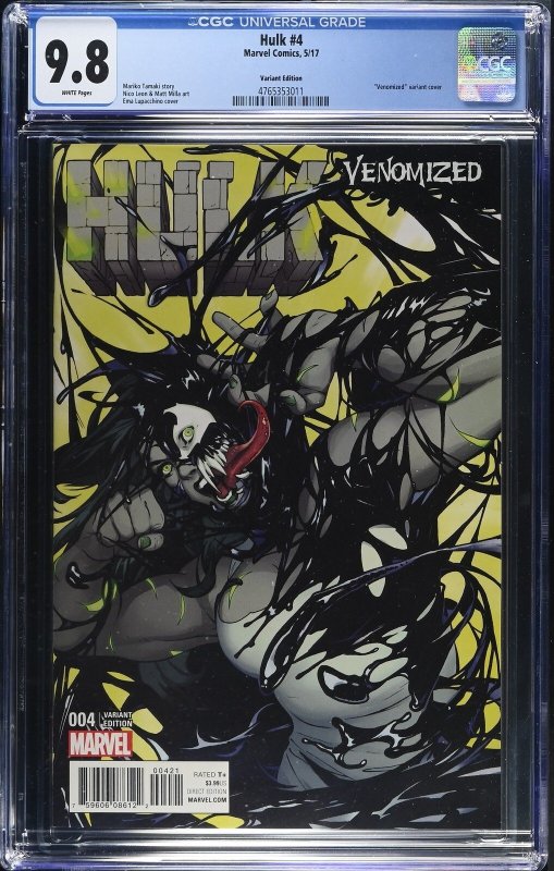 Hulk #4 (Marvel Comics, 2017), CGC 9.8 graded comic book, Universal Blue label — front cover in its holder