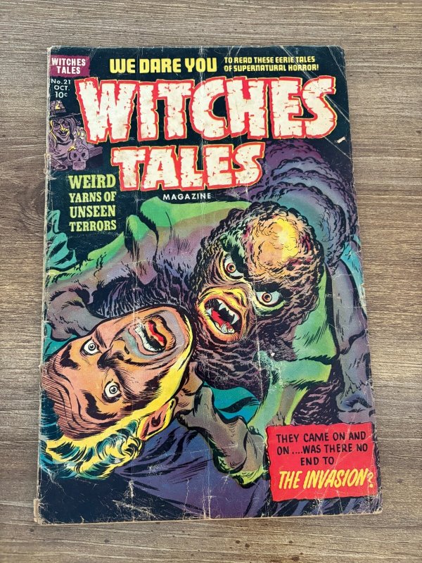 Witches Tales Magazine #21, raw comic book in VG- condition — front cover
