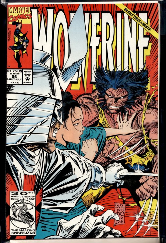 Wolverine #56 (Marvel Comics, 1992), raw, ungraded comic book — front cover