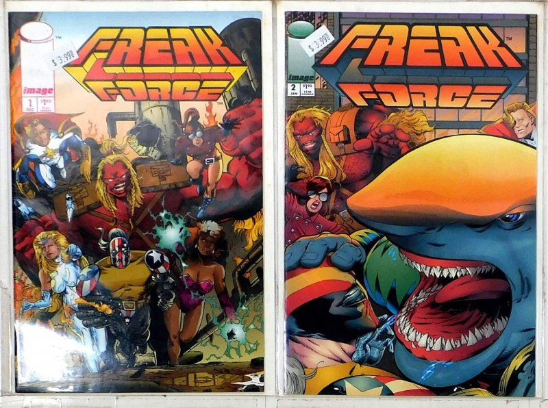 Freak Force Lot of 2 #1, 2 (1993) Image Comics 1st Print Comic Books (Image Comics, 1993), raw, ungraded comic book — front cover