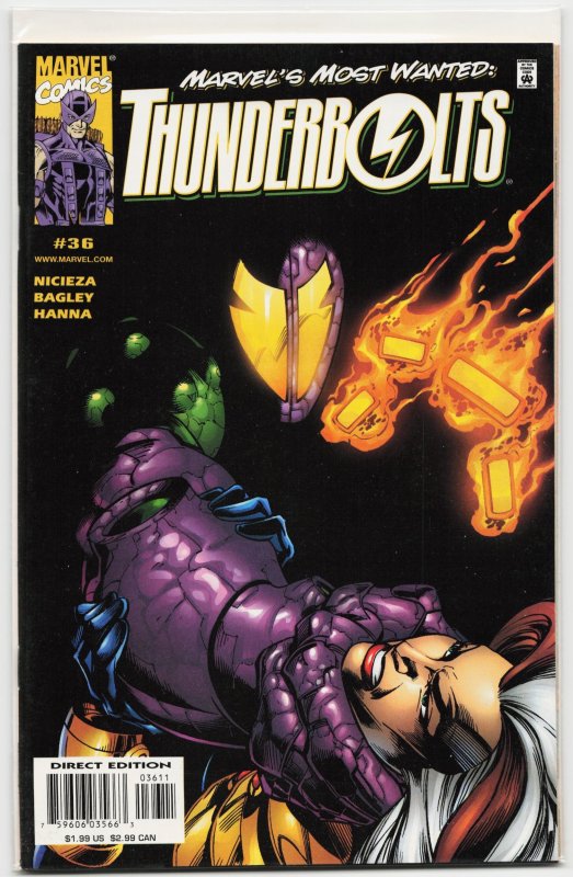 Thunderbolts #36 (Marvel Comics, 2000), raw, ungraded comic book — front cover