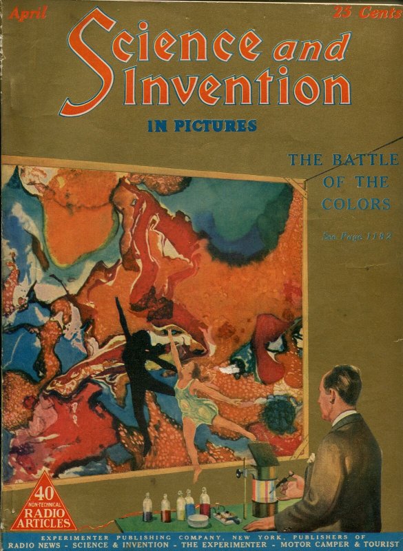 Science AND Invention 04/1925-Gernsback-Dr Hackensaw-Gold TONE-PULP-SCI-FI-fn (Experimenter Publishing), raw, ungraded comic book — front cover