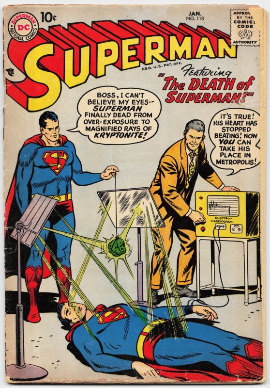 Superman #118 (DC Comics, 1958), raw, ungraded comic book — front cover