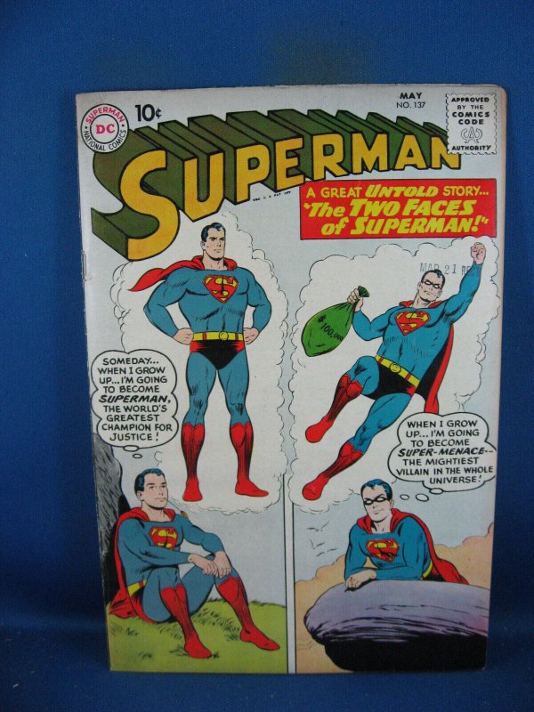 Superman #137 (DC Comics, 1960), raw, ungraded comic book — front cover