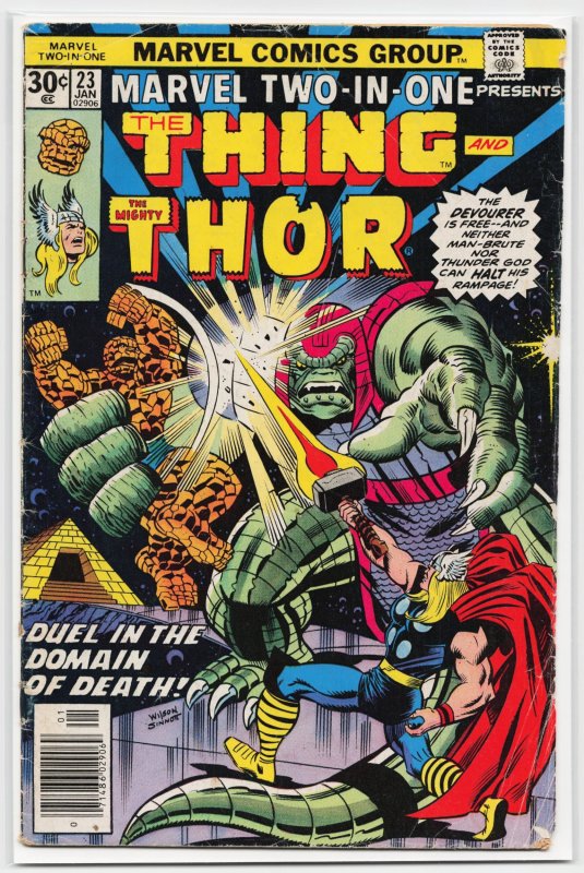 Marvel Two-in-One #23 (Marvel Comics, 1977), raw, ungraded comic book — front cover