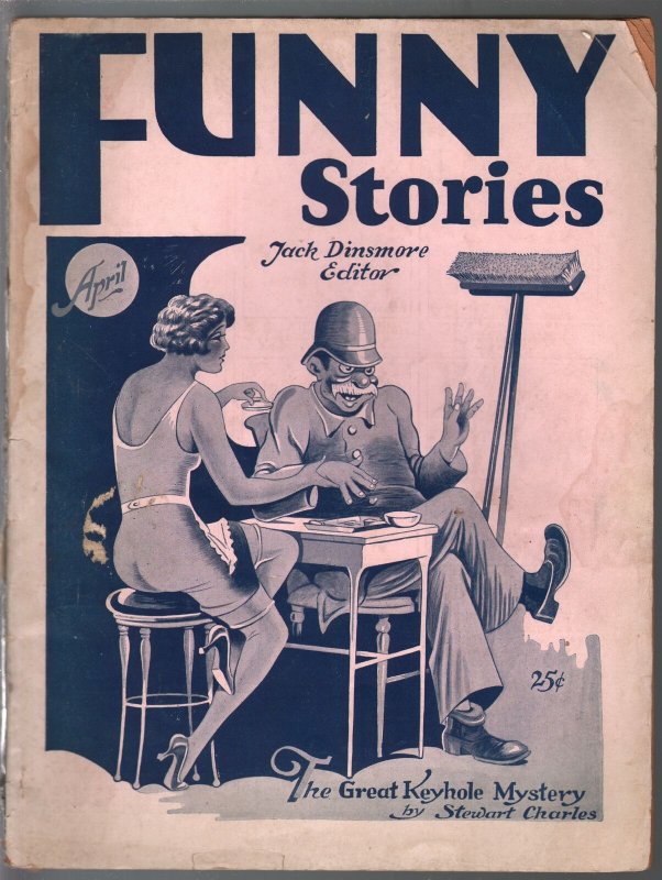 Funny Stories 4/1929-spicy Pulp Stories & Art-very Rare-Great Keyhole Mystery-VG, raw comic book in VG condition — front cover
