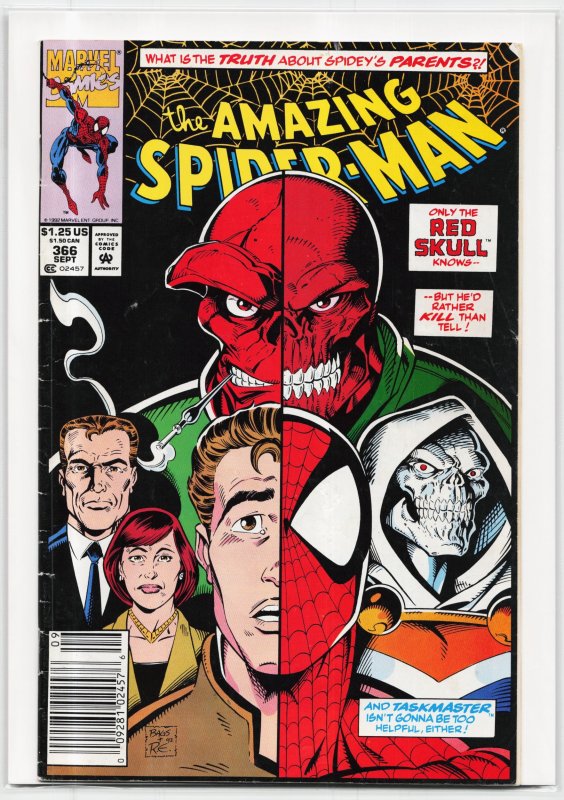 The Amazing Spider-Man #366 (Marvel Comics, 1992), raw, ungraded comic book — front cover