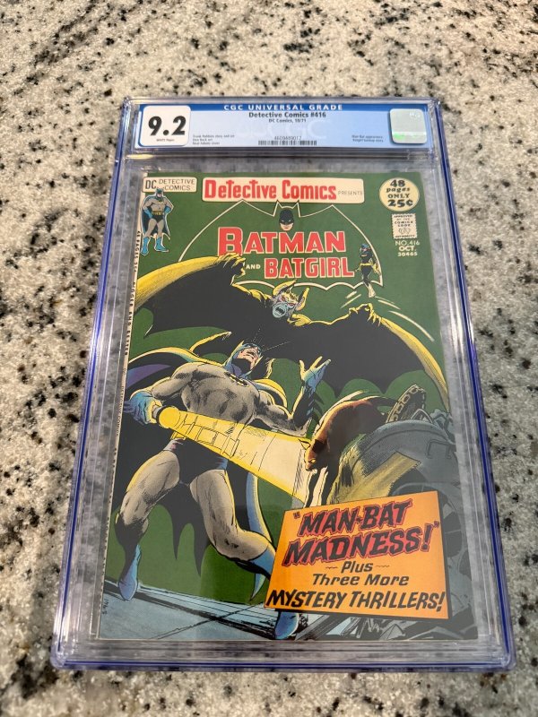 Detective Comics #416 (DC Comics), CGC 9.2 graded comic book, Universal Blue label — front cover in its holder