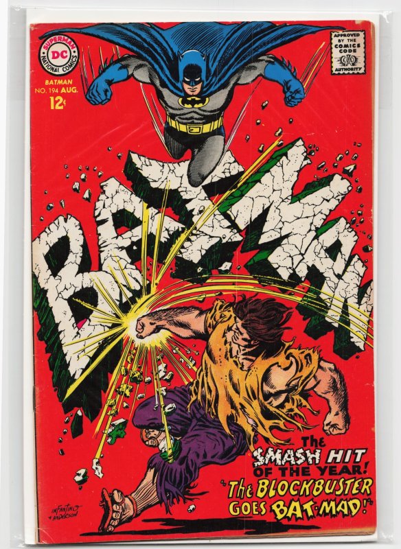 Batman #194 (DC Comics, 1967), raw, ungraded comic book — front cover