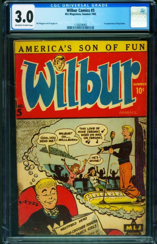 Wilbur Comics #5, CGC 3.0 graded comic book, Universal Blue label — front cover in its holder