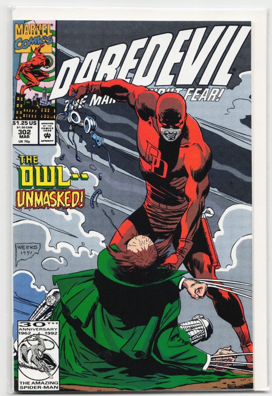 Daredevil #305 (Marvel Comics, 1992), raw, ungraded comic book — front cover