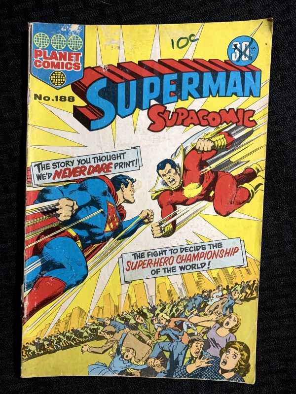 Vintage Superman Supacomic #188, raw comic book in VG 3.0 condition — front cover