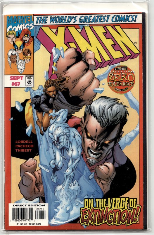 X-Men #67 (Marvel Comics, 1997), raw, ungraded comic book — front cover