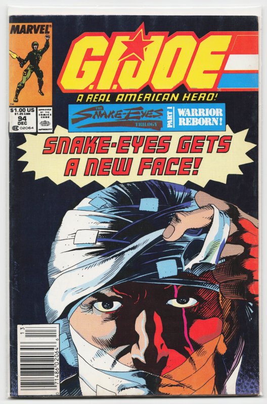 G.I. Joe: A Real American Hero #94 (Marvel Comics, 1989), raw, ungraded comic book — front cover
