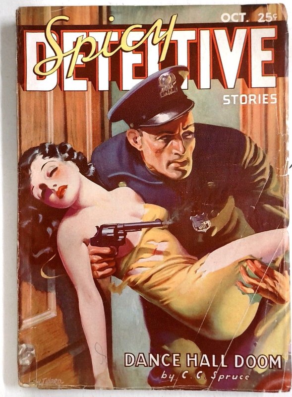 Spicy Detective Stories Oct 1935 - HJ Ward Good Girl Art Cover - Pulp Thrills (1935), raw, ungraded comic book — front cover