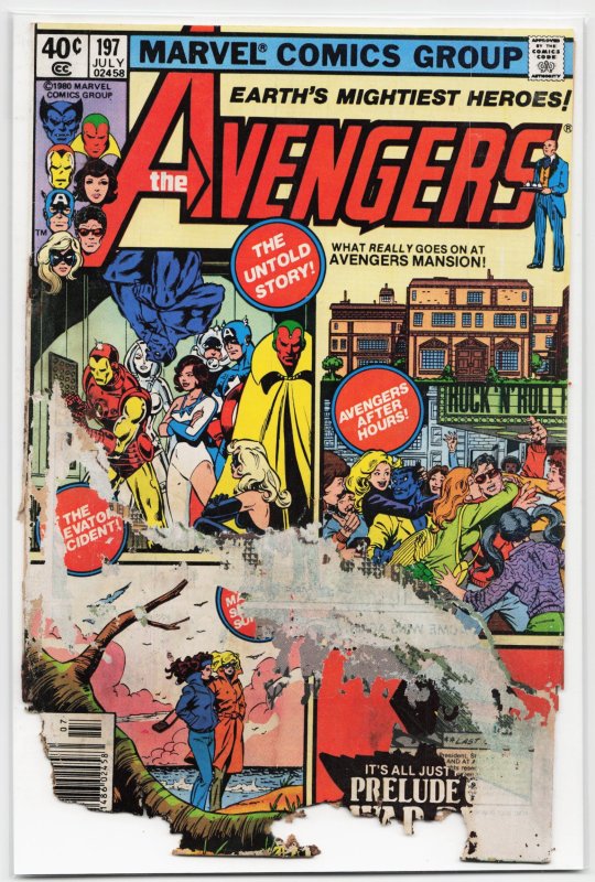 The Avengers #197 (Marvel Comics, 1980), raw, ungraded comic book — front cover