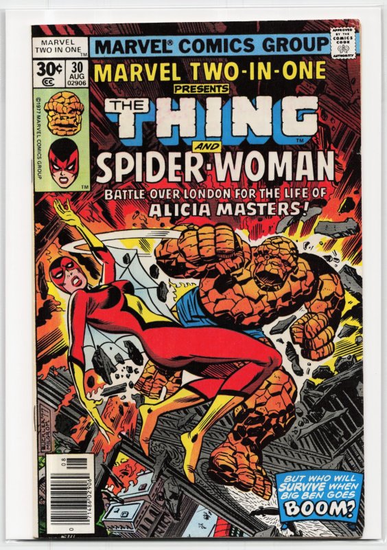 Marvel Two-in-One #30 (Marvel Comics, 1977), raw, ungraded comic book — front cover