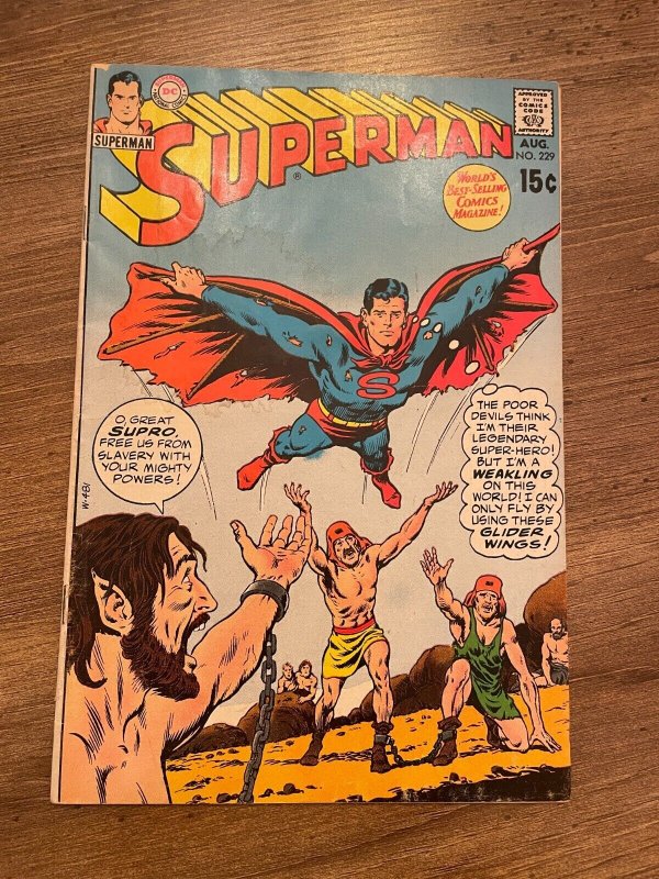 Superman #229 (DC Comics, 1970), raw comic book in VG/FN condition — front cover