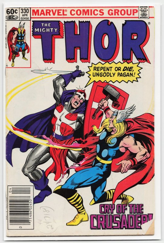 Thor #330 (Marvel Comics, 1983), raw, ungraded comic book — front cover