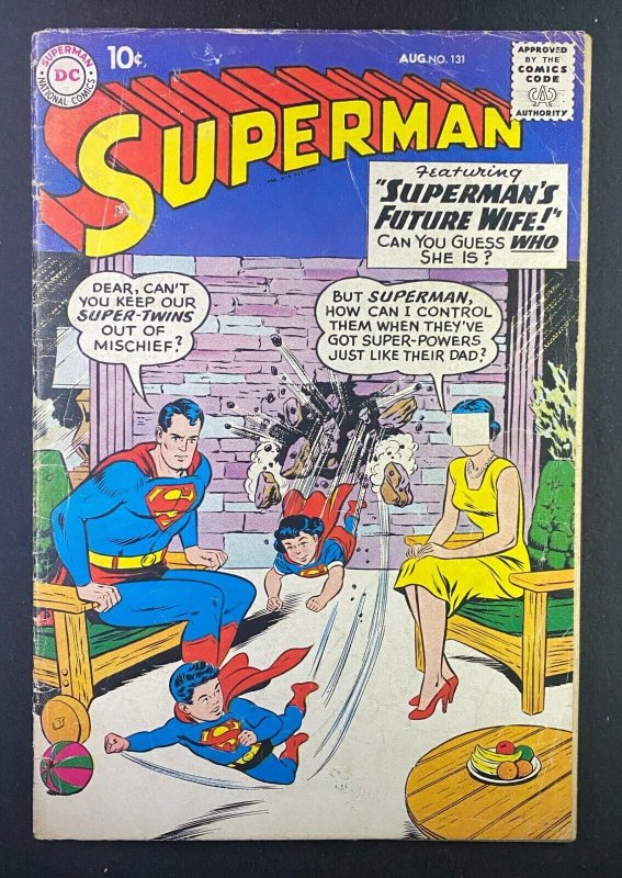 Superman #131 (DC Comics, 1939), raw comic book in GD+ 2.5 condition — front cover