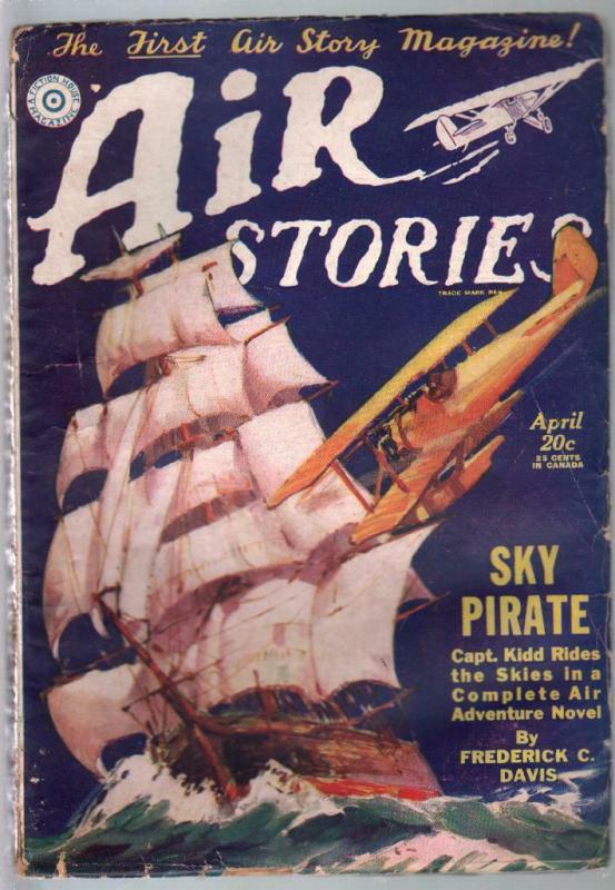 Air Stories 4/1929-1st Aviation Pulp Mag-WWI era air War-VG, raw comic book in VG condition — front cover