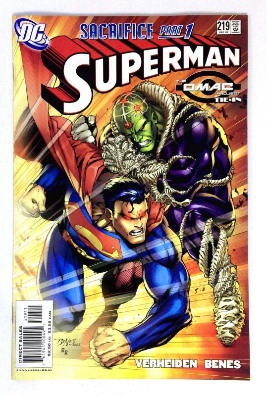Superman #219 (DC Comics, 2005), raw comic book in NM- condition — front cover