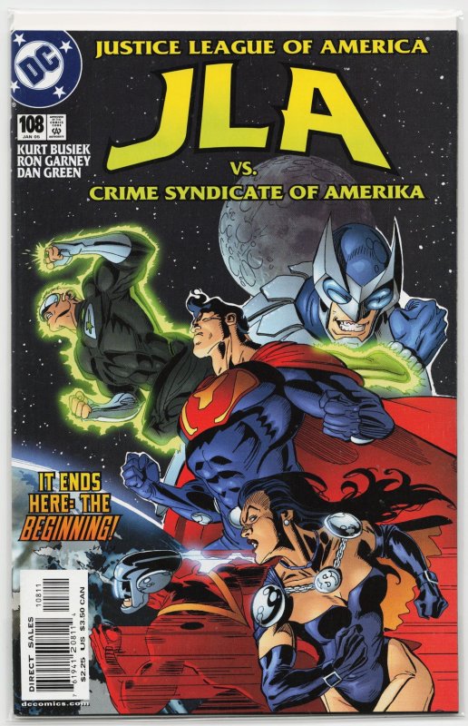 JLA #108 (DC Comics, 2005), raw, ungraded comic book — front cover