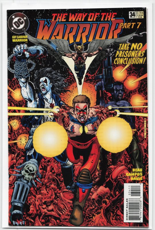 Guy Gardner: Warrior #34 (DC Comics, 1995), raw, ungraded comic book — front cover