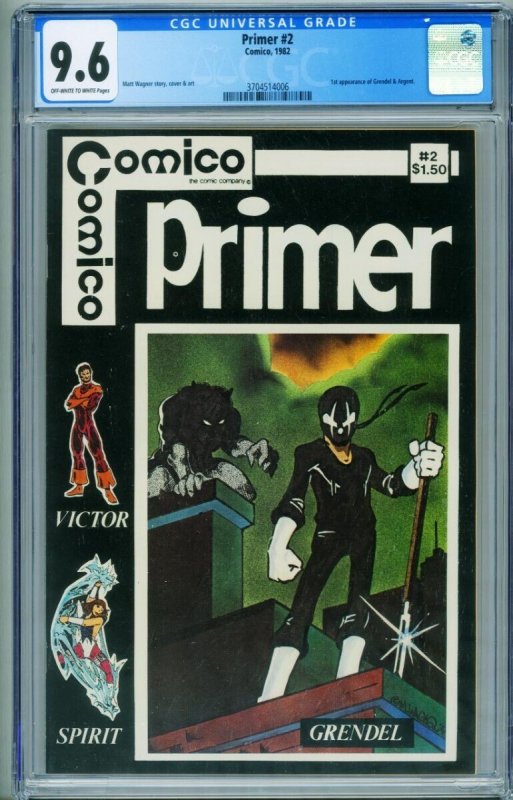 Primer #2, CGC 9.6 graded comic book, Universal Blue label — front cover in its holder