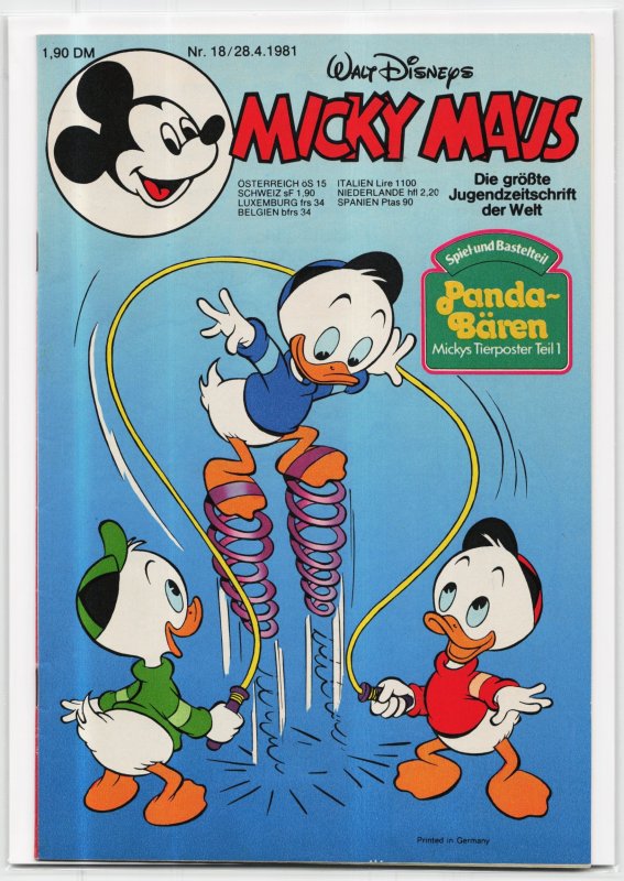 Micky Maus #18 (1981), raw, ungraded comic book — front cover