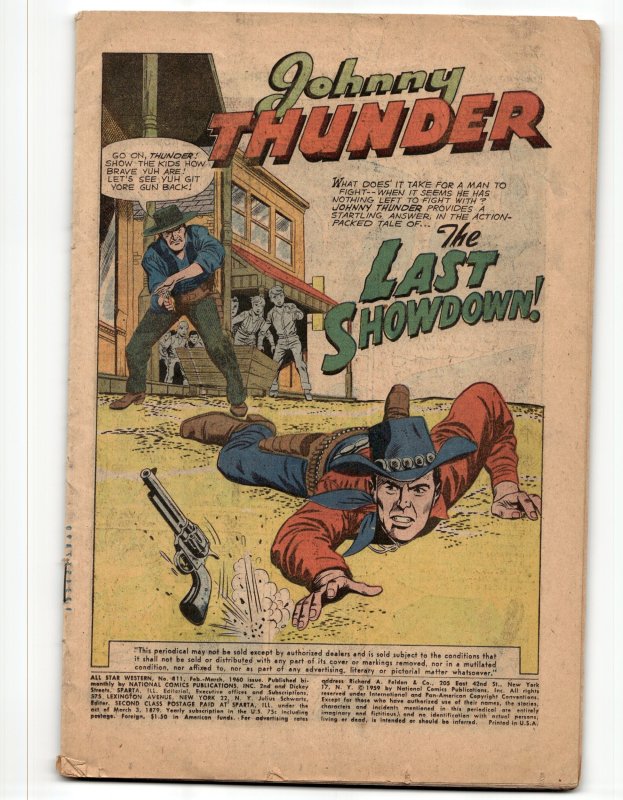 All Star Western #111 (DC Comics, 1960), raw, ungraded comic book — front cover