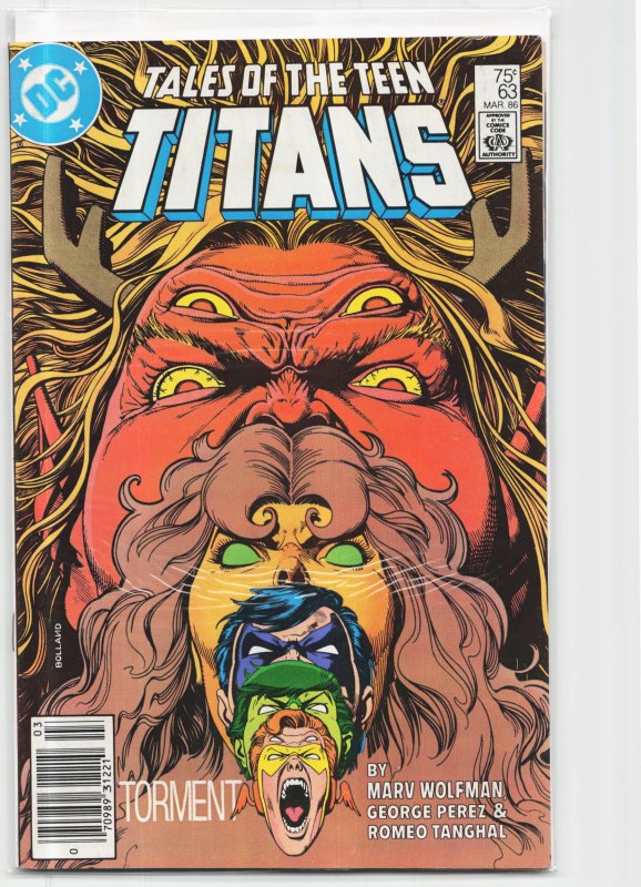 Tales of the Teen Titans #63 (DC Comics, 1986), raw, ungraded comic book — front cover