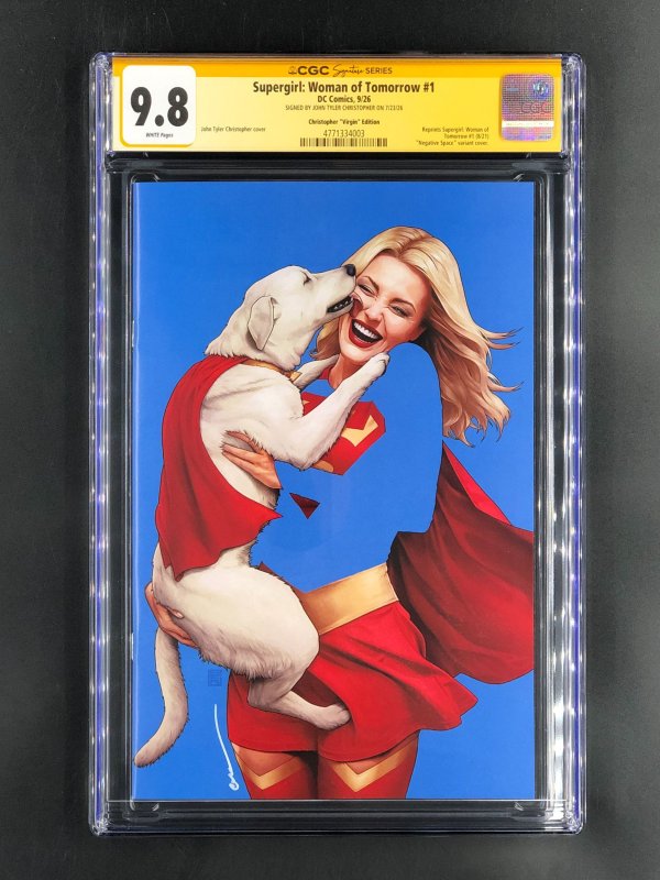 Supergirl Woman of Tomorrow #1 (2026), CGC 9.8 graded comic book, Signature Series label — front cover in its holder