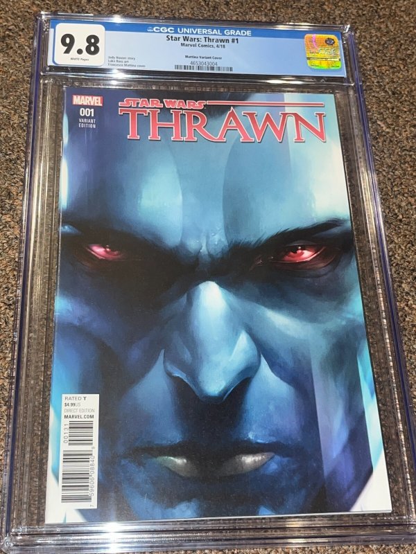 Star Wars Thrawn #1 (2018), CGC 9.8 graded comic book, Universal Blue label — front cover in its holder