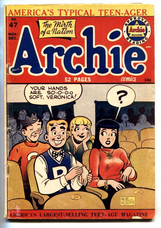 Archie Comics #47-1950-Hands So Soft Cover! Betty & VERONICA-comic Book (MLJ Magazines), raw, ungraded comic book — front cover