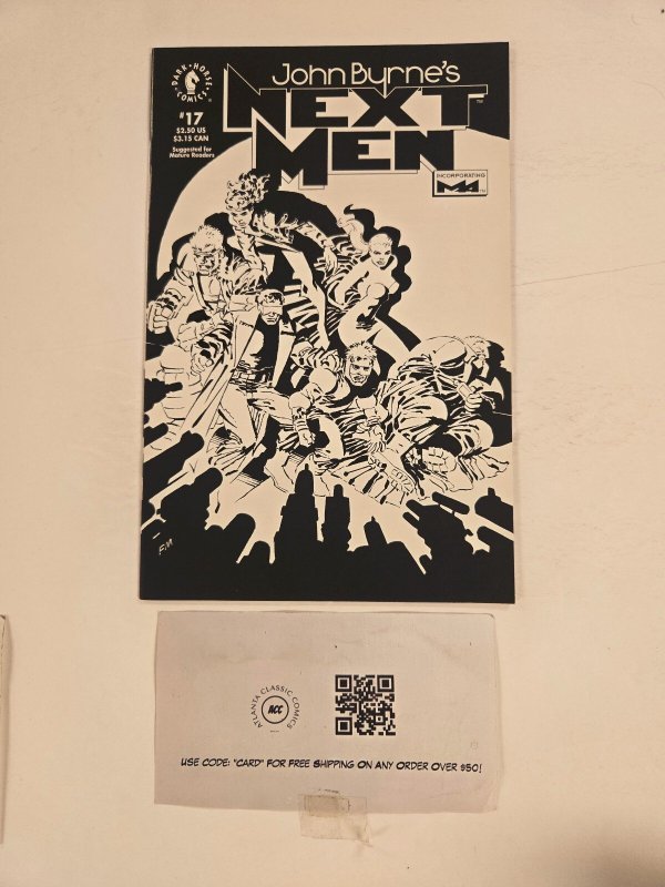 John Byrne's Next Men #17 (Dark Horse Comics), raw comic book in NM condition — front cover