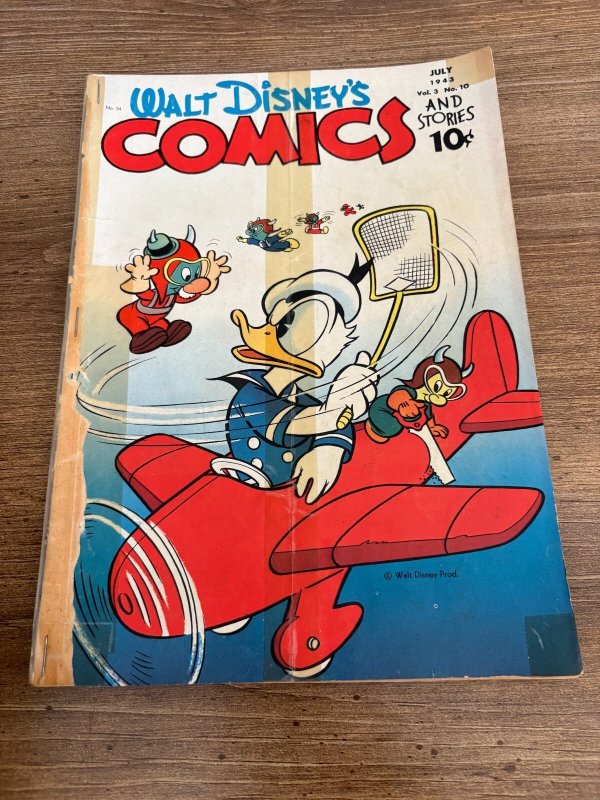 Walt Disney Comics & Stories #34 (Dell Comics, 1943), raw, ungraded comic book — front cover