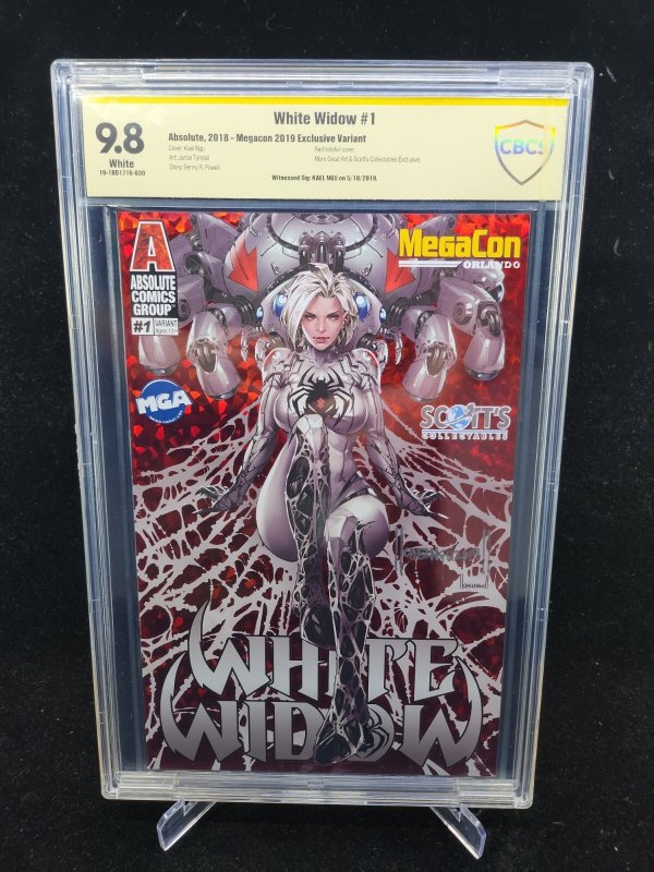 White Widow #1, CBCS 9.8 graded comic book — front cover in its holder