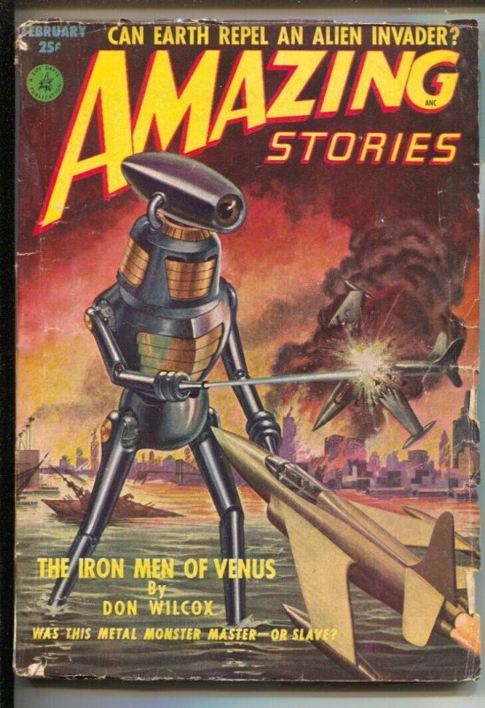 Pulp: Amazing Stories2/1952-'iron Men of Venus" Cover by Lawrence-"Fine Mag..., raw, ungraded comic book — front cover