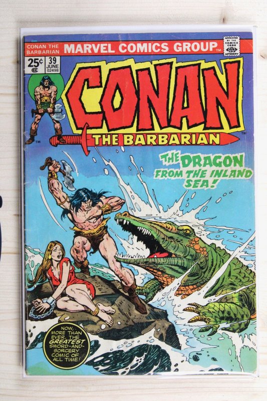 Conan the Barbarian #39 (Marvel Comics, 1974), raw comic book in FN 6.0 condition — front cover