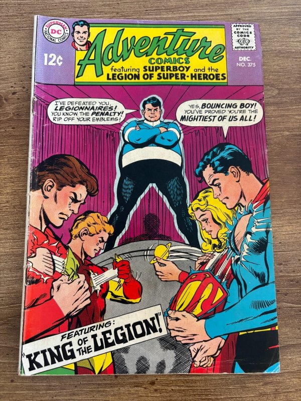 Adventure Comics #375 (DC Comics, 1968), raw comic book in FN- condition — front cover