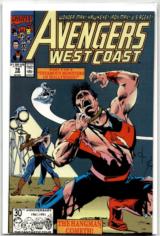 Avengers West Coast #78 (Marvel Comics, 1992), raw, ungraded comic book — front cover
