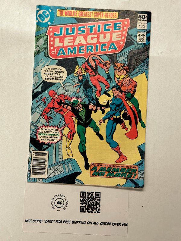 Justice League of America #181 (DC Comics, 1980), raw comic book in VF condition — front cover