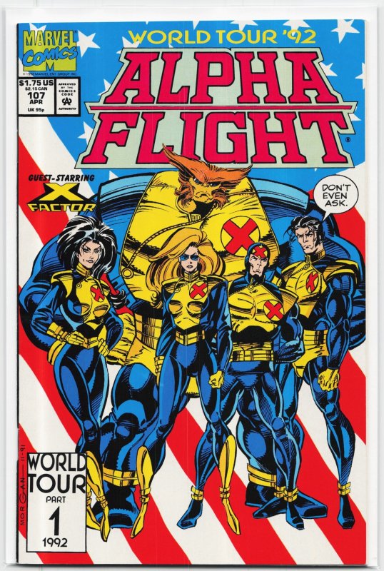 Alpha Flight #107 (Marvel Comics, 1992), raw, ungraded comic book — front cover