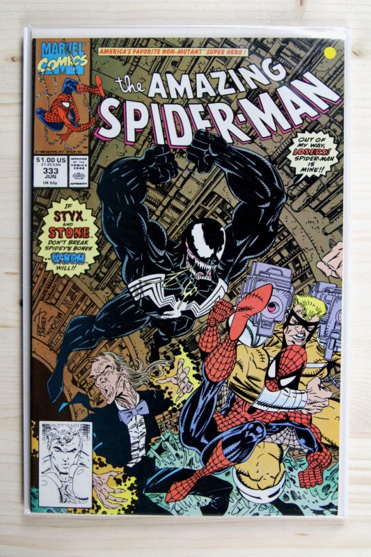 The Amazing Spider-Man #333 (Marvel Comics, 1990), raw comic book in NM- 9.2 condition — front cover