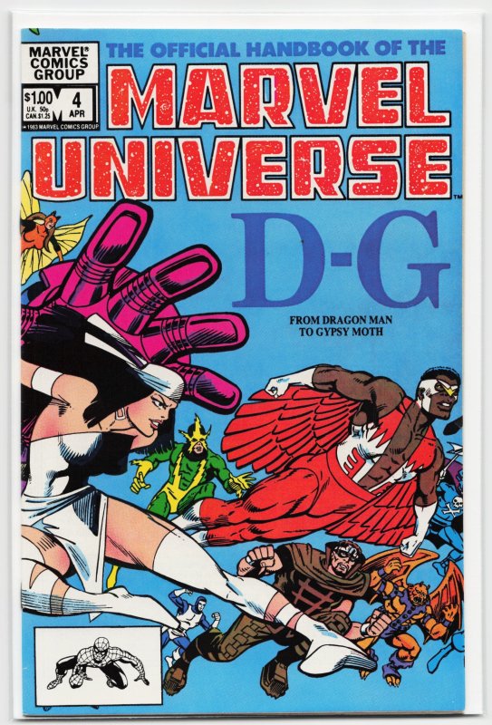The Official Handbook of the Marvel Universe #4 (Marvel Comics, 1983), raw, ungraded comic book — front cover