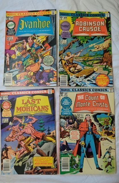 Marvel Classics Comics #13,16,17,19 (Marvel Comics), raw, ungraded comic book — front cover