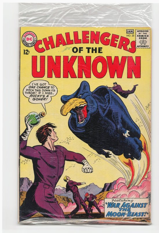 Challengers of the Unknown #35 (DC Comics, 1964), raw, ungraded comic book — front cover