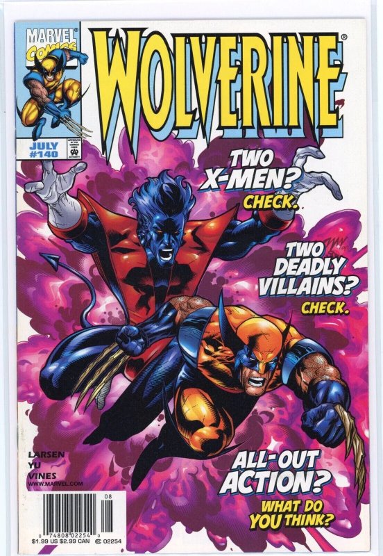 Wolverine #140 (Marvel Comics, 1999), raw comic book in VF 8.0 condition — front cover